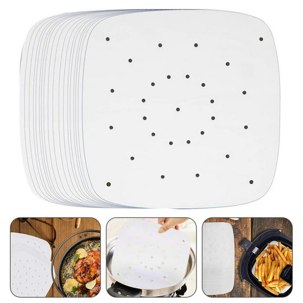100x Perforated Steamer Round Baking Papers Air Fryer Liners Non-stick Cook Pads